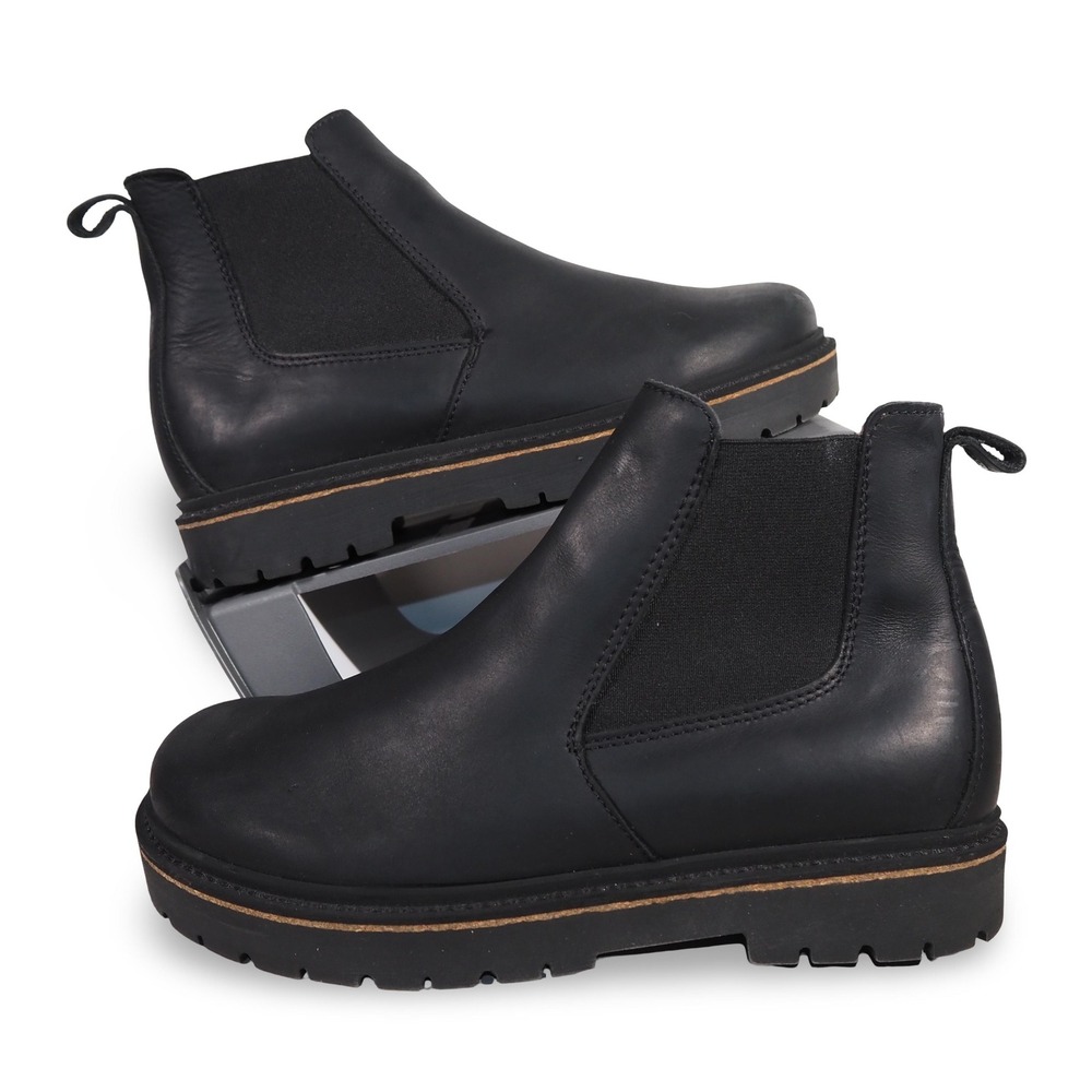 Birkenstock Stalon Black Leather Chelsea Boots Womens 6/37 Medium Lug Sole
